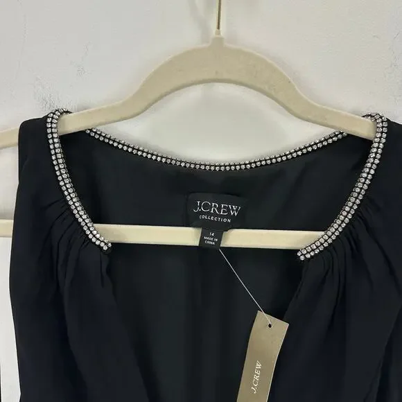 J.Crew Collection Full Length Embellished Ruched Dress Black Formal US 14 NWT - Picture 9 of 15